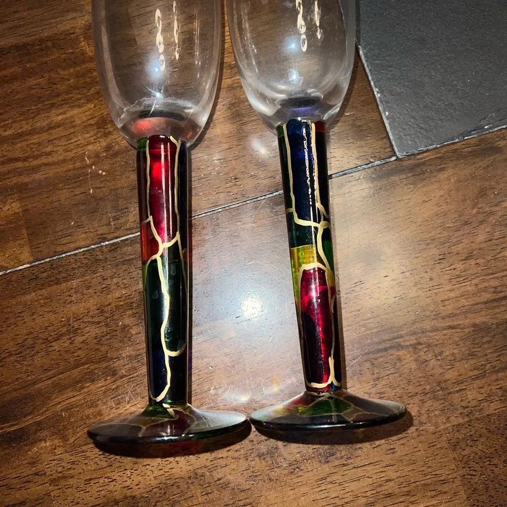 Stimas Romanian wine glass champagne flute pair